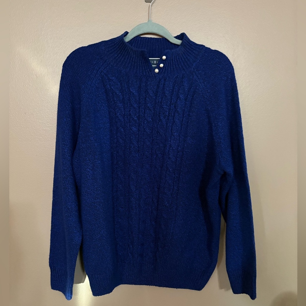 Karen Scott Women's Blue Cable Knit Sweater
